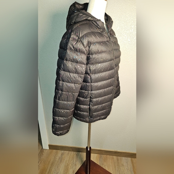 Girls Eddie Bauer Sparkle Black Puffer Jacket with Hood Size XL 16 - Picture 8 of 12